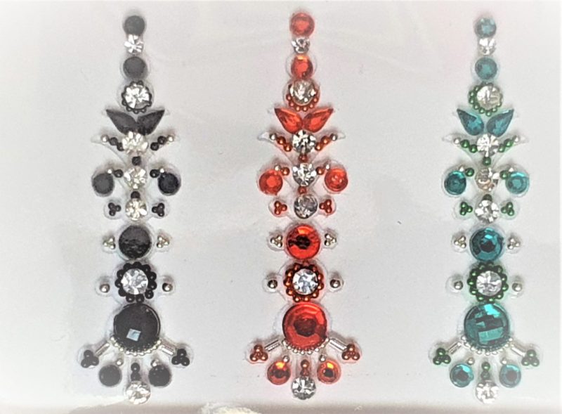 3 - Long Multi Coloured Crystal Fancy Bindis