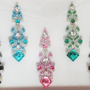 63 – Long Multi Coloured Crystal Fancy Bindis  1