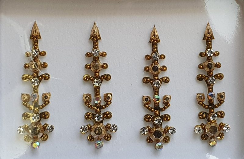 SLG026 Long Bronze Gold Coloured Crystal Fancy Bindis