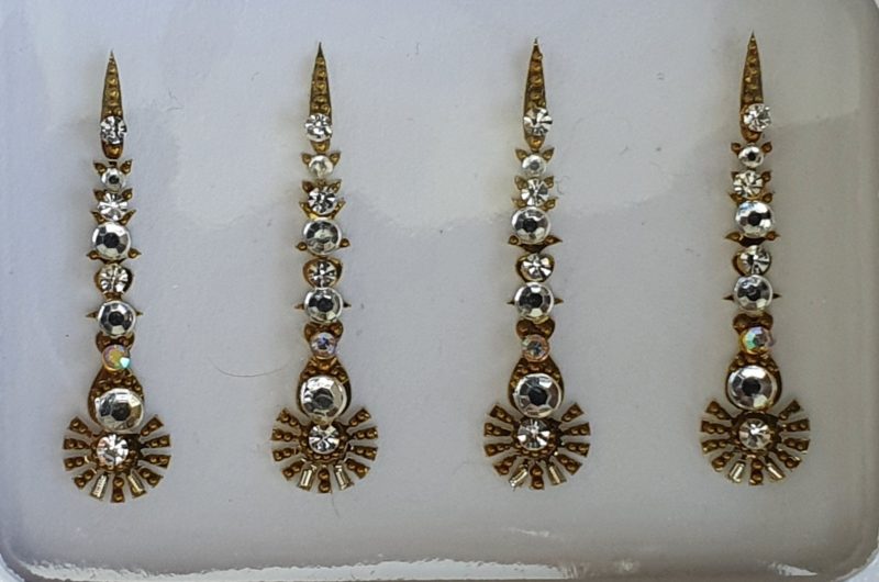 SLG032 Long Bronze Gold Coloured Crystal Fancy Bindis