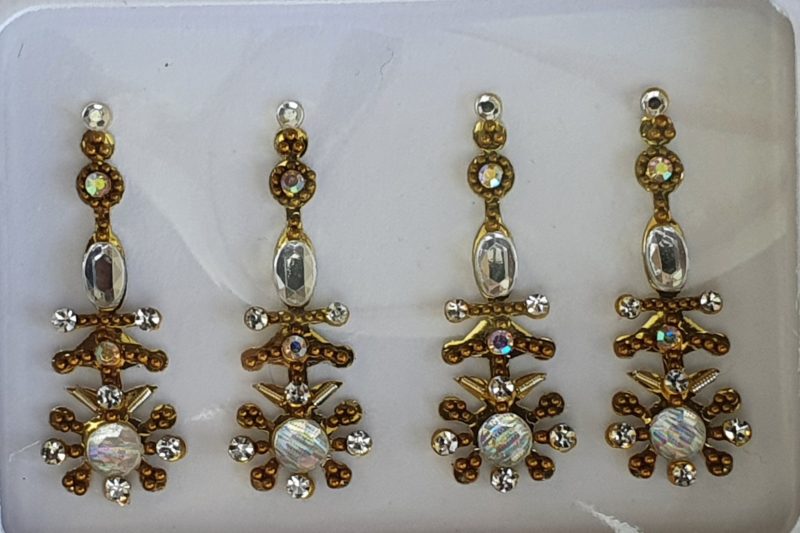 SLG035 Long Bronze Gold Coloured Crystal Fancy Bindis