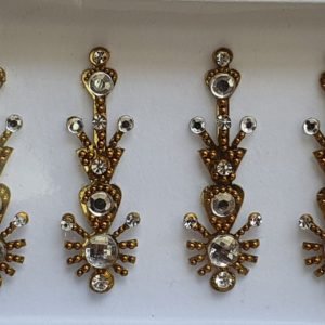SLG038 Long Bronze Gold Coloured Crystal Fancy Bindis