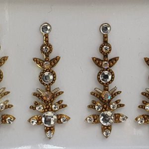 SLG043 Long Bronze Gold Coloured Crystal Fancy Bindis