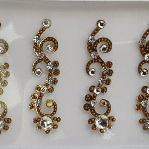 SLG044 Long Bronze Gold Coloured Crystal Fancy Bindis