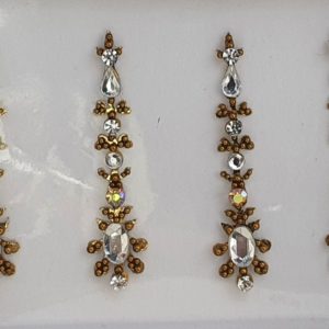 SLG046 Long Bronze Gold Coloured Crystal Fancy Bindis
