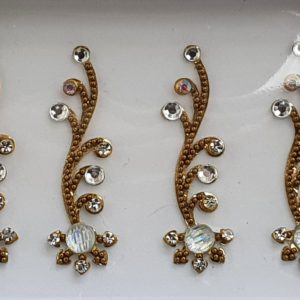 SLG048 Long Bronze Gold Coloured Crystal Fancy Bindis