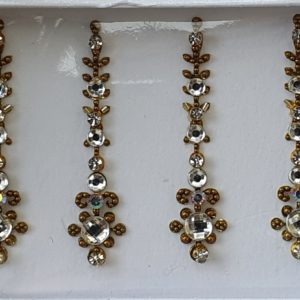 SLG056 Long Bronze Gold Coloured Crystal Fancy Bindis