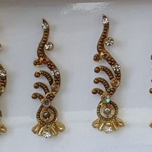 SLG060 Long Bronze Gold Coloured Crystal Fancy Bindis