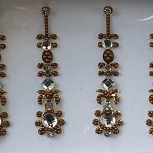 SLG067 Long Bronze Gold Coloured Crystal Fancy Bindis