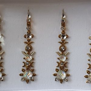 SLG073 Long Bronze Gold Coloured Crystal Fancy Bindis