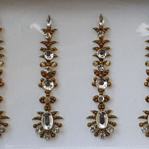 SLG074 Long Bronze Gold Coloured Crystal Fancy Bindis