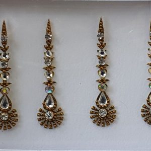 SLG075 Long Bronze Gold Coloured Crystal Fancy Bindis