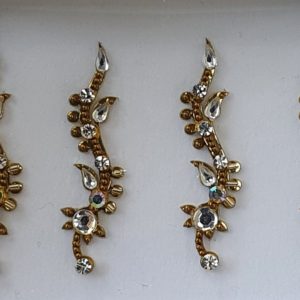 SLG077 Long Bronze Gold Coloured Crystal Fancy Bindis