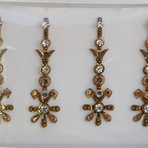 SLG083 Long Bronze Gold Coloured Crystal Fancy Bindis