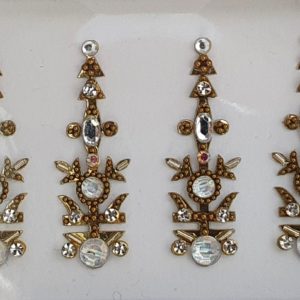 SLG084 Long Bronze Gold Coloured Crystal Fancy Bindis