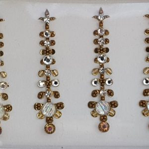 SLG085 Long Bronze Gold Coloured Crystal Fancy Bindis