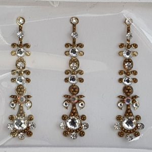 SLG102 Long Bronze Gold Coloured Crystal Fancy Bindis  1