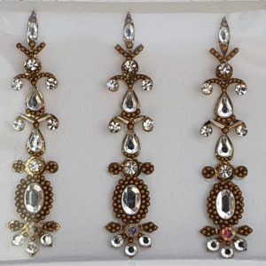SLG103 Long Bronze Gold Coloured Crystal Fancy Bindis  1
