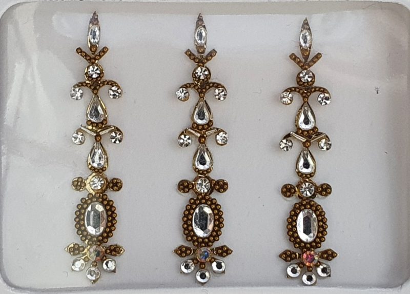 SLG103 Long Bronze Gold Coloured Crystal Fancy Bindis
