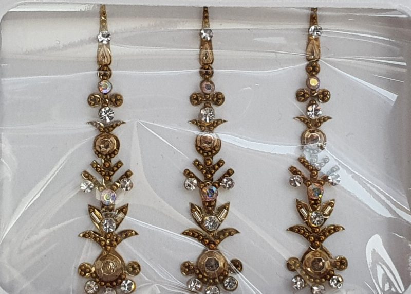 SLG108 Long Bronze Gold Coloured Crystal Fancy Bindis