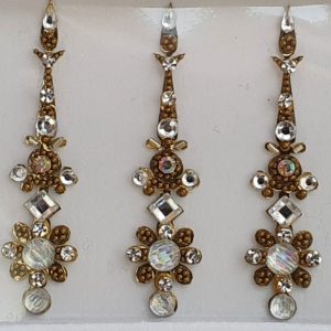 SLG110 Long Bronze Gold Coloured Crystal Fancy Bindis