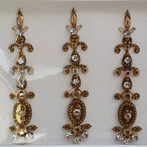 SLG113 Long Bronze Gold Coloured Crystal Fancy Bindis