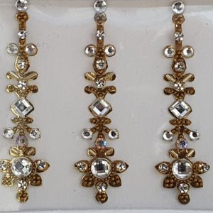 SLG119 Long Bronze Gold Coloured Crystal Fancy Bindis  1