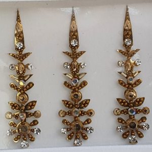 SLG123 Long Bronze Gold Coloured Crystal Fancy Bindis  1