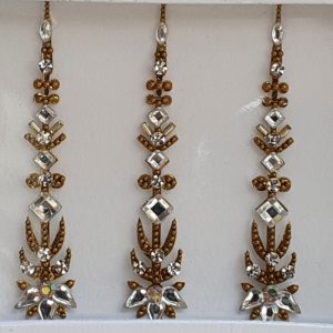 SLG131 Long Bronze Gold Coloured Crystal Fancy Bindis  1