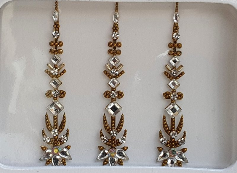 SLG131 Long Bronze Gold Coloured Crystal Fancy Bindis
