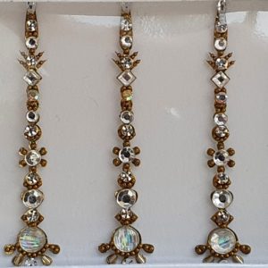 SLG132 Long Bronze Gold Coloured Crystal Fancy Bindis  1