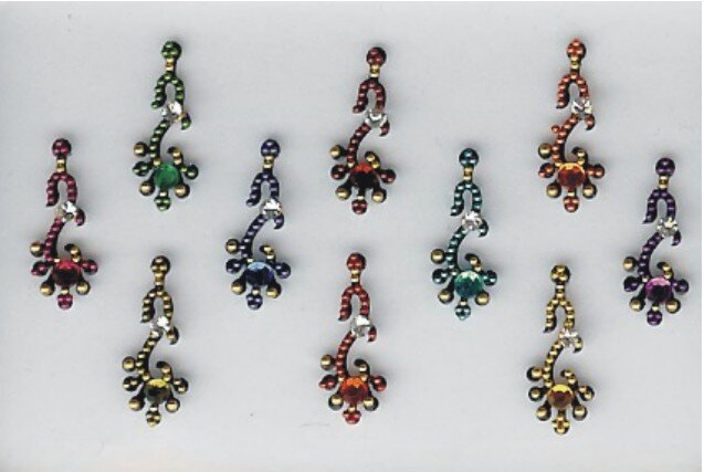 16 - Long Multi Coloured Crystal Fancy Bindis
