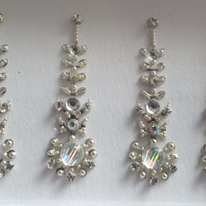 SLS062 Long Silver Coloured Crystal Fancy Bindis